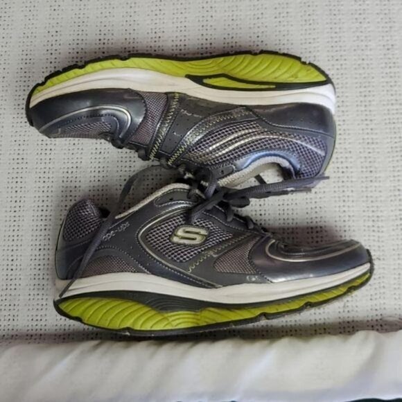 Skechers Shape-Ups Silver/Green Sz. 7.5 Athletic Sneakers - Picture 3 of 9